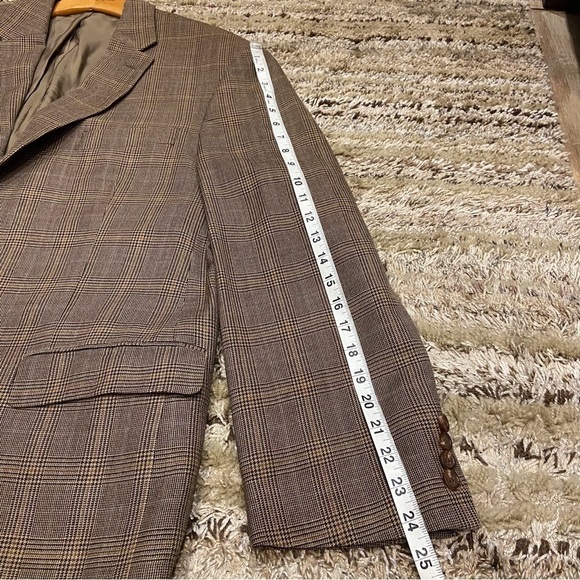 Lauren Ralph Lauren 44R Blazer Wool Silk Brown Glen Plaid Jacket - Picture 11 of 11